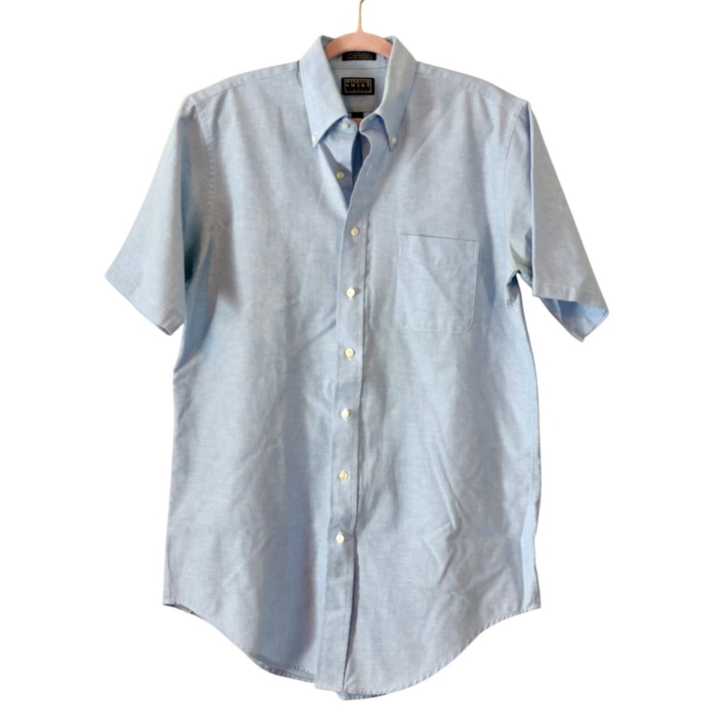 Windsor Shirt Co. Oxford Dress Shirt Short Sleeve Button‎ Down Light Blue 16 1/2
